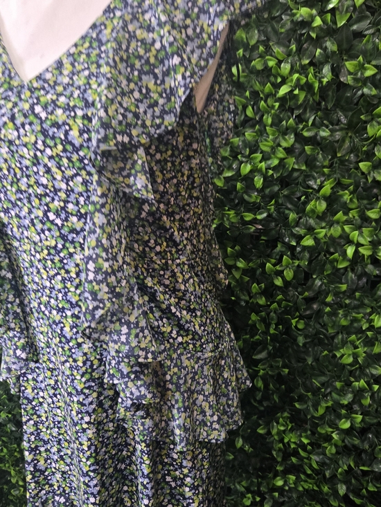 Michael Kors Navy Floral Ruffle Midi Dress - Picture 4 of 11